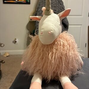 Mud Pie Plush Unicorn Backpack for Kids – Soft Pink w/ Gold Horn